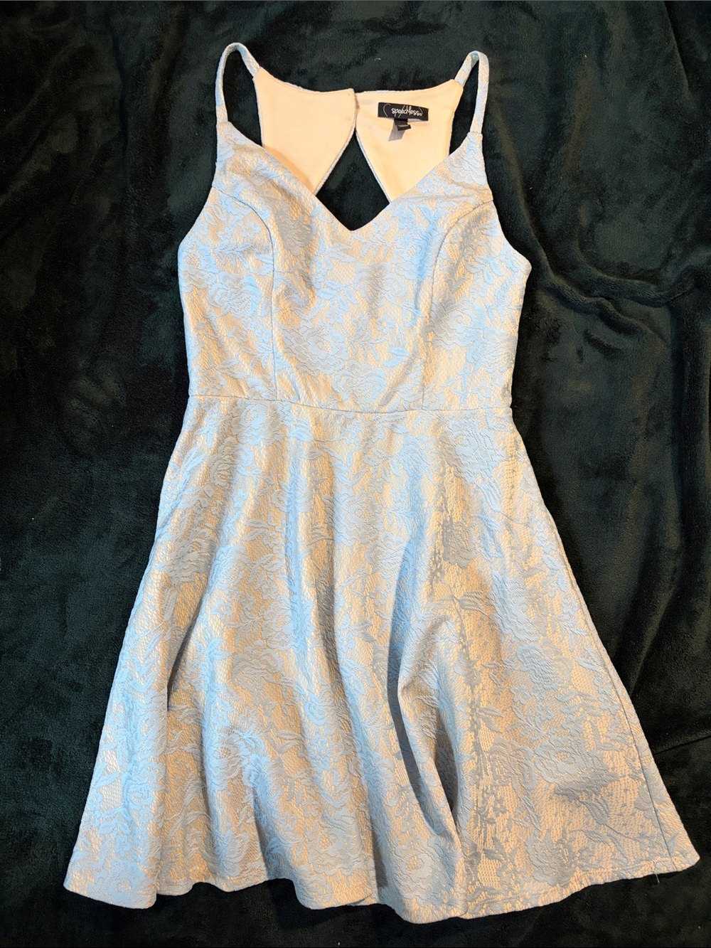 Pale Blue Floral Formal Dress